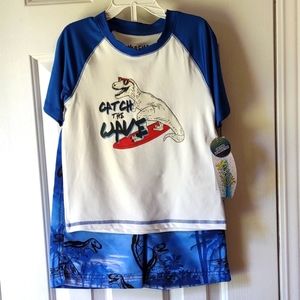 iXtreme Little Boy Surfing Dino Rashguard Swim Set